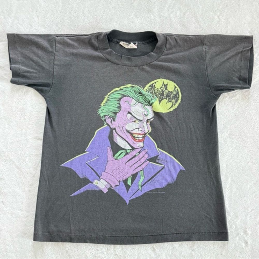 Vintage 1989 DC Comics Joker T-Shirt Kids L Division 1 Batman Graphic Tee Boys